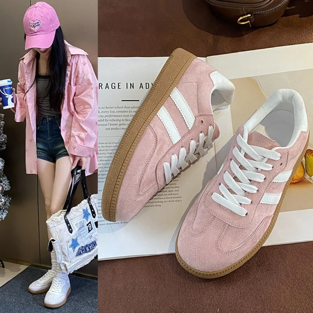 Women's Fashion Tennis Sneakers Flats Lace-up Vulcanized Shoes Autumn Outdoor Trainers Student Board Footwear
