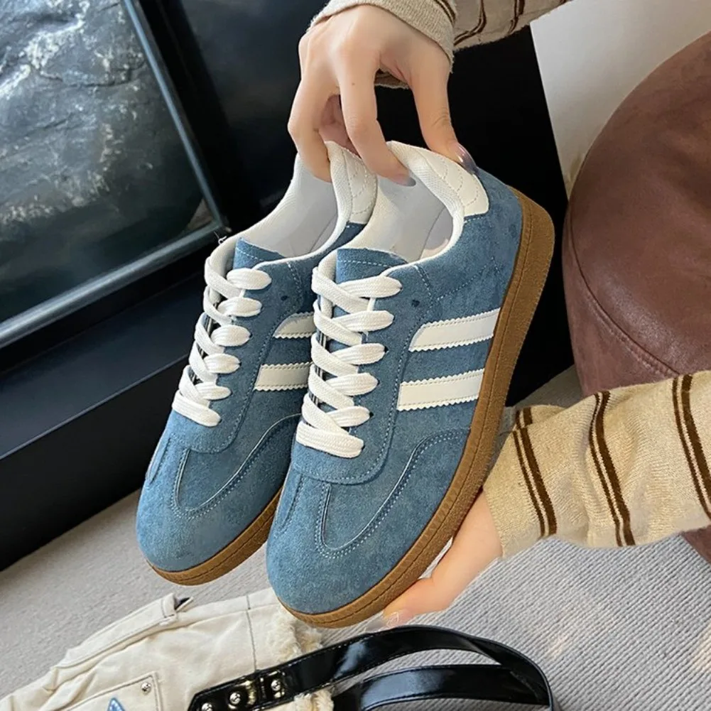 Women's Fashion Tennis Sneakers Flats Lace-up Vulcanized Shoes Autumn Outdoor Trainers Student Board Footwear