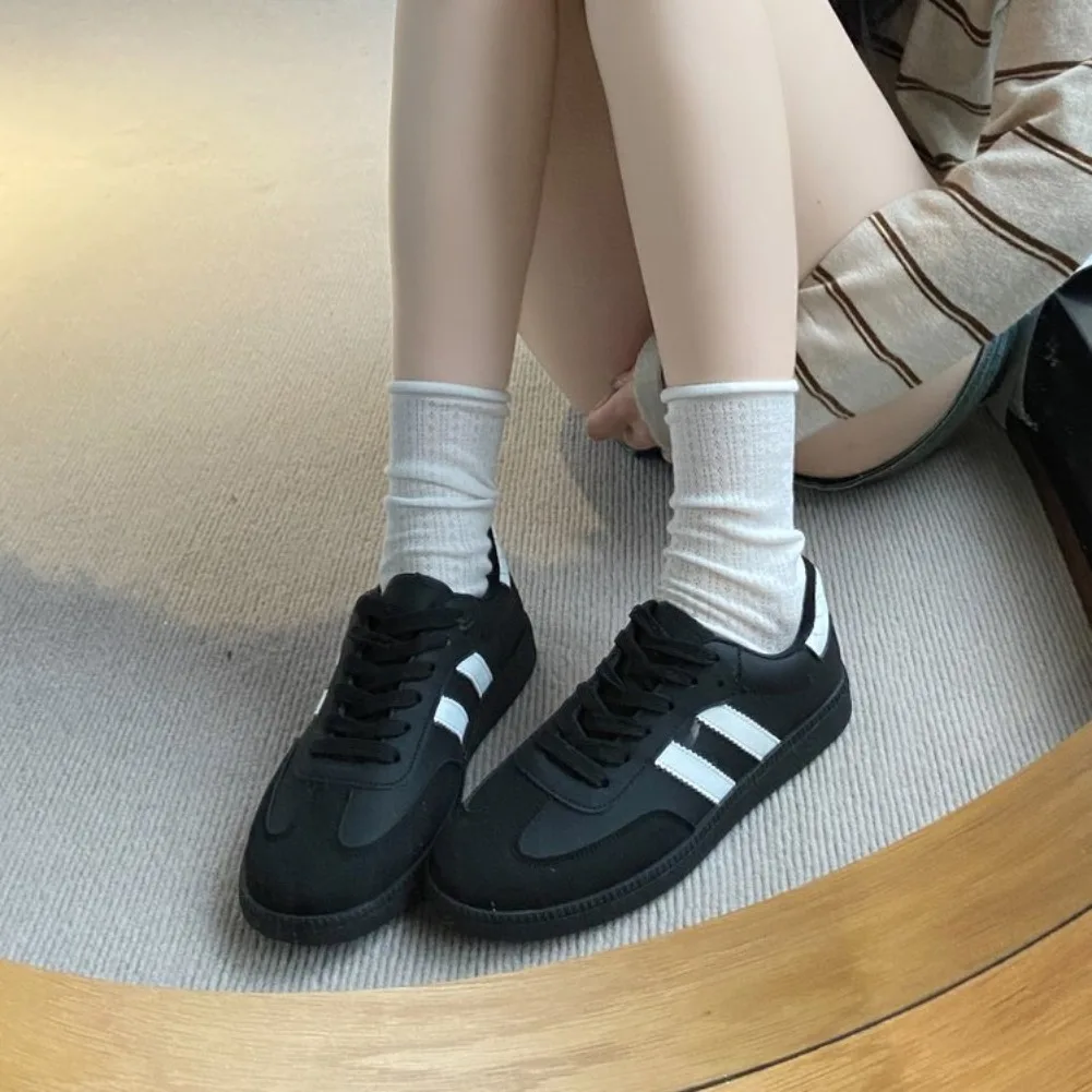 Women's Fashion Tennis Sneakers Flats Lace-up Vulcanized Shoes Autumn Outdoor Trainers Student Board Footwear