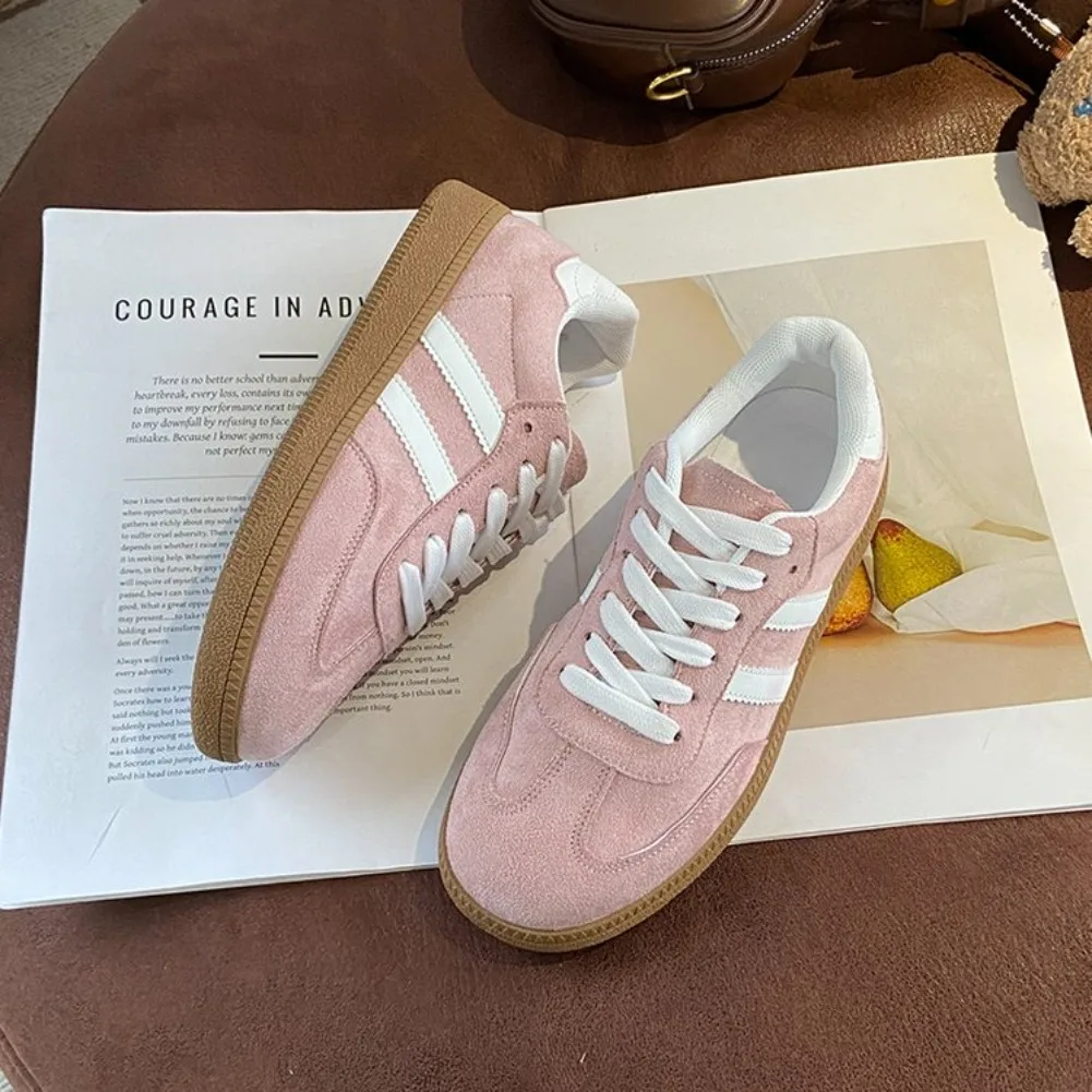 Women's Fashion Tennis Sneakers Flats Lace-up Vulcanized Shoes Autumn Outdoor Trainers Student Board Footwear