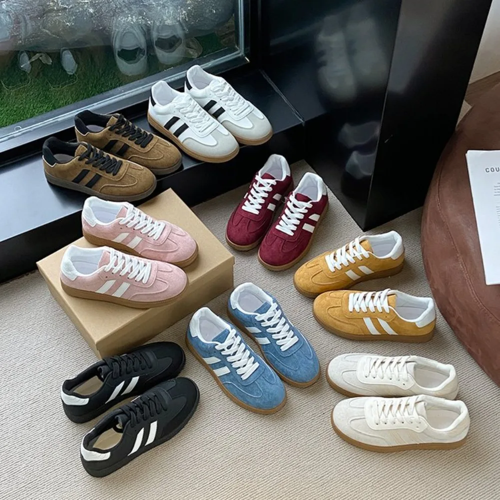 Women's Fashion Tennis Sneakers Flats Lace-up Vulcanized Shoes Autumn Outdoor Trainers Student Board Footwear