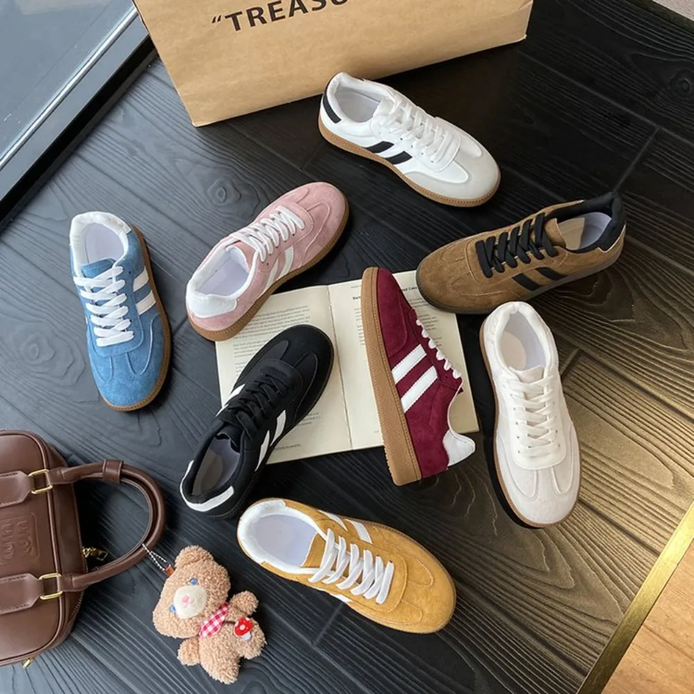 Women's Fashion Tennis Sneakers Flats Lace-up Vulcanized Shoes Autumn Outdoor Trainers Student Board Footwear