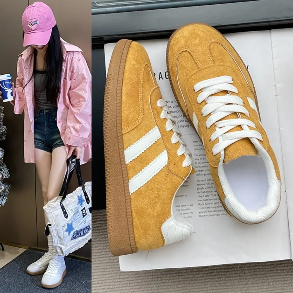 Women's Fashion Tennis Sneakers Flats Lace-up Vulcanized Shoes Autumn Outdoor Trainers Student Board Footwear