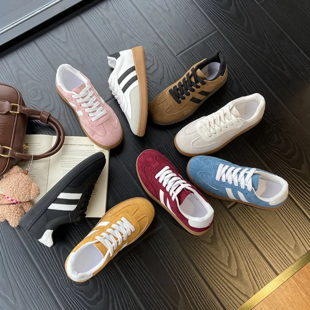 Women's Fashion Tennis Sneakers Flats Lace-up Vulcanized Shoes Autumn Outdoor Trainers Student Board Footwear