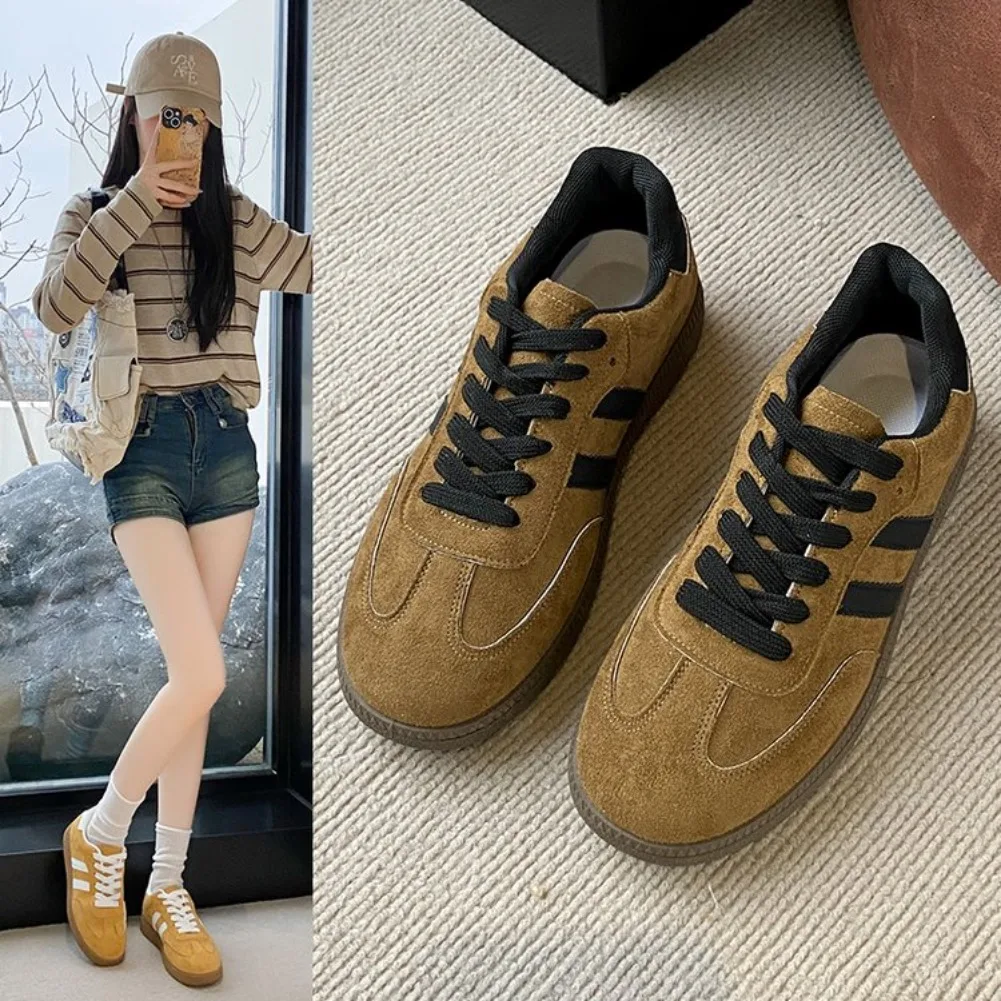 Women's Fashion Tennis Sneakers Flats Lace-up Vulcanized Shoes Autumn Outdoor Trainers Student Board Footwear