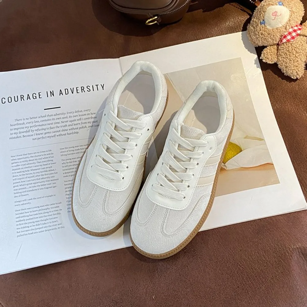 Women's Fashion Tennis Sneakers Flats Lace-up Vulcanized Shoes Autumn Outdoor Trainers Student Board Footwear