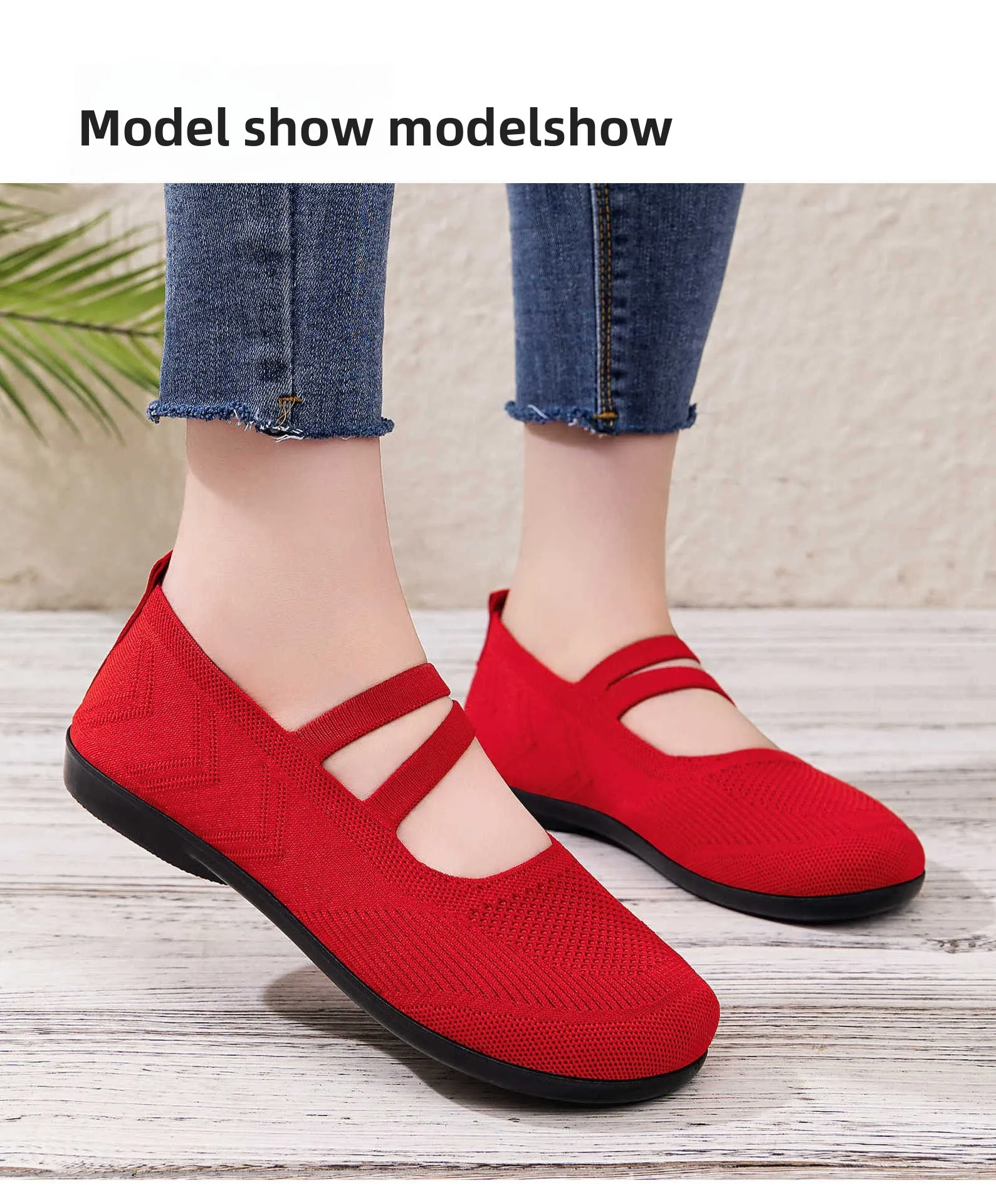 Women's Breathable Knit Sneakers Casual Ballet Flats Mary Janes Lightweight MeshFemale Dress Flats Shoes Footwear Summer
