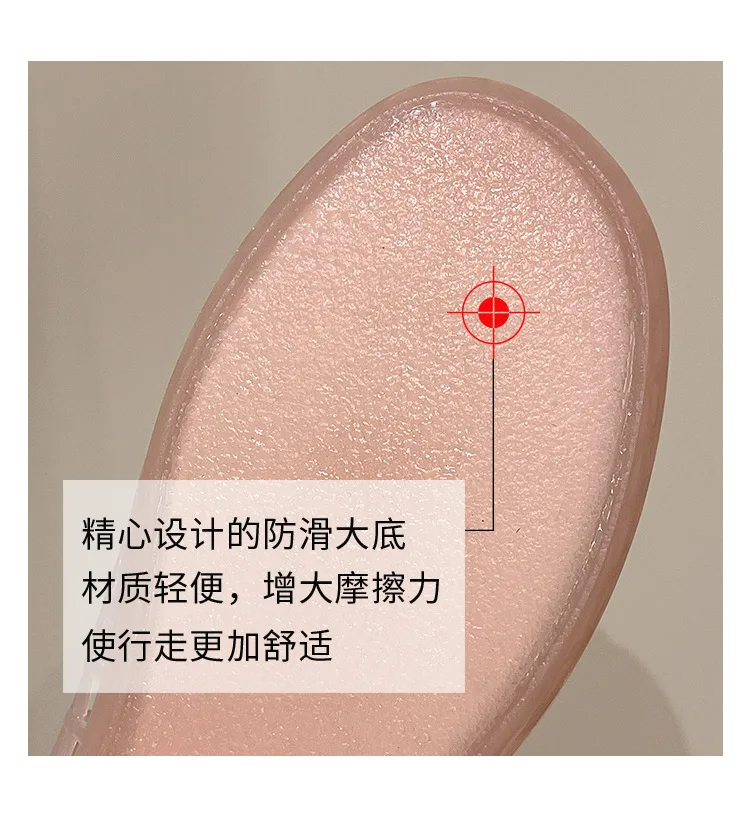 Women's Light Luxury Crystal Jelly Mary Jane Flat Sandals Hollow-out Breathable Closed Toe Summer Casual Non-slip Slip-on Shoes
