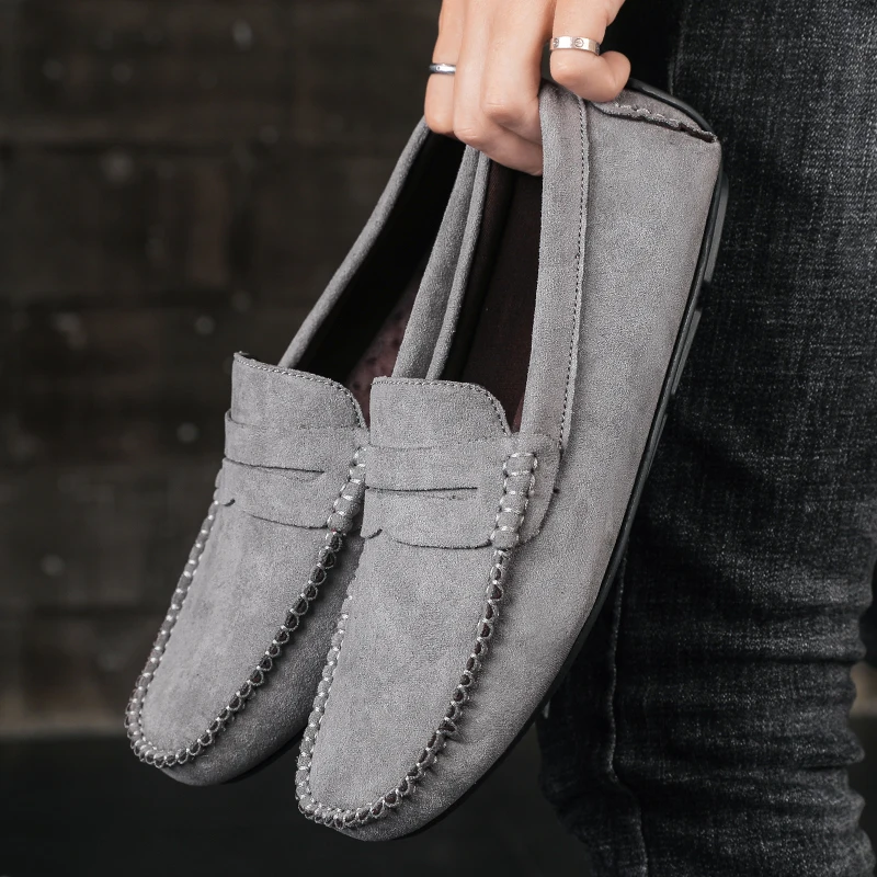 Fashion Suede Men Casual Shoes Breathable Leather Mens Loafers Slip on Male Driving Shoes Luxury Brand Comfortable Boat Shoes