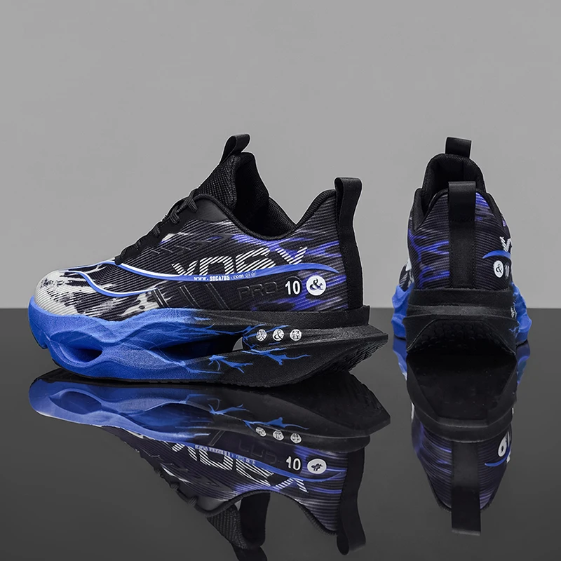 Men's casual sports shoes with carbon plate for running assistance, breathable mesh, comfortable low-top lace-up trail running shoes, zero drop thick sole, slow rebound, non-slip, suitable for gym jogging and camping