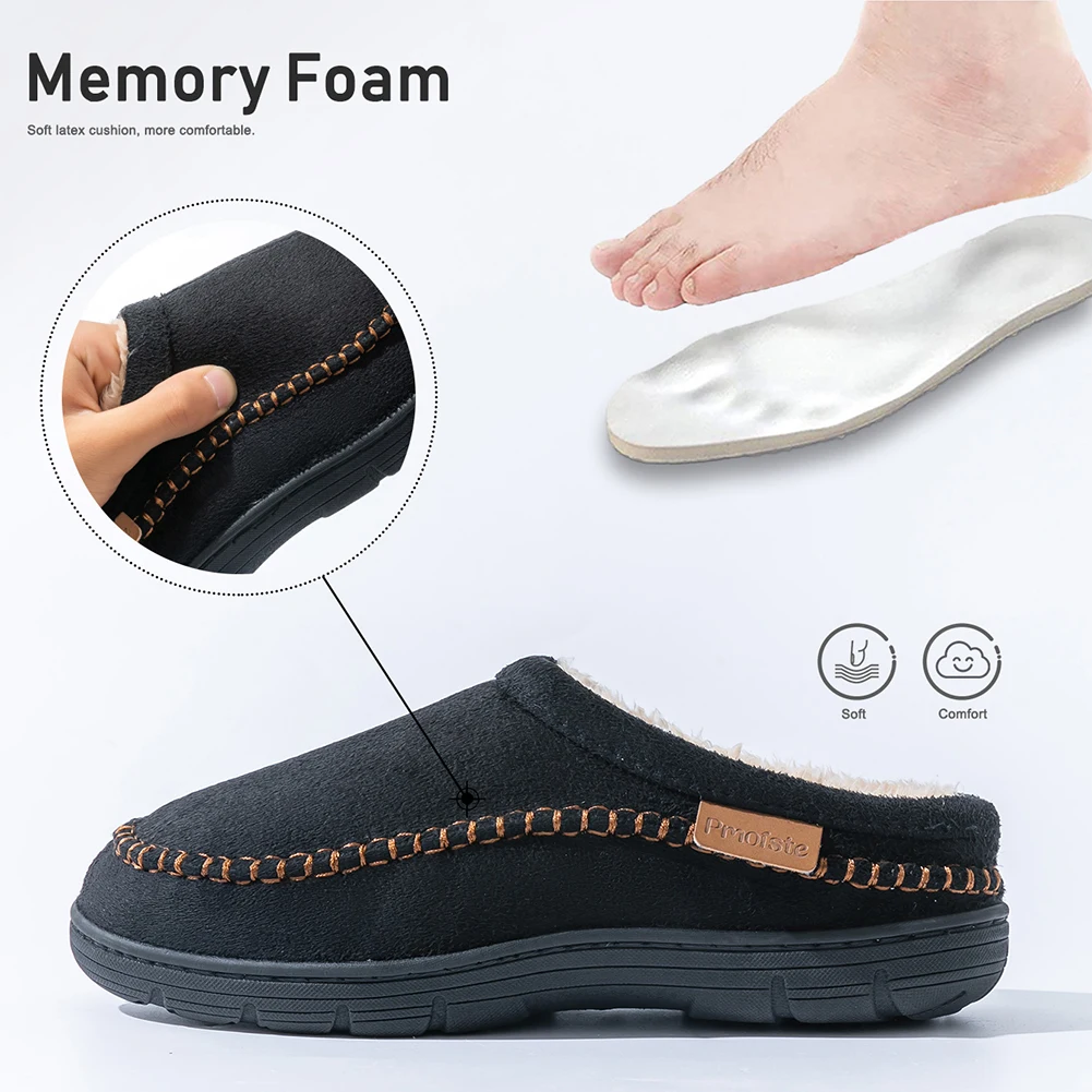 Winter Men's Suede Slippers TPR Sole anti Slip Warm and Comfortable Memory Cotton Living Room Casual Shoes