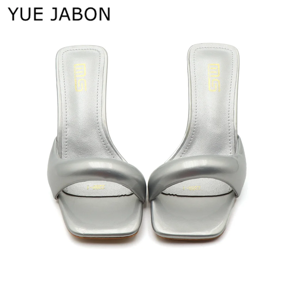 Black Red High Heel Slippers Women Open Toe Slingback Sandals Female Pumps Square Toe Summer Simple Designer Heeled Sandals