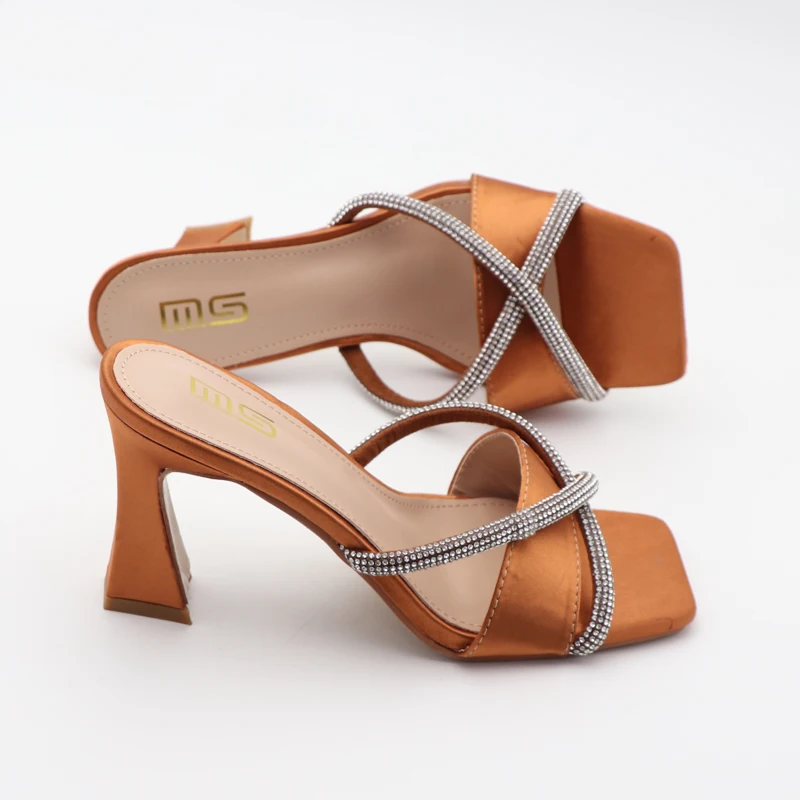 Black Red High Heel Slippers Women Open Toe Slingback Sandals Female Pumps Square Toe Summer Simple Designer Heeled Sandals