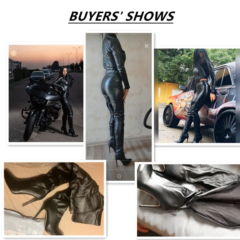 2026 High Heels Red Women Over The Knee Boots With Back Zip Pointed Toe Big Size 46 Stiletto Thigh High Boots Lady Shoes