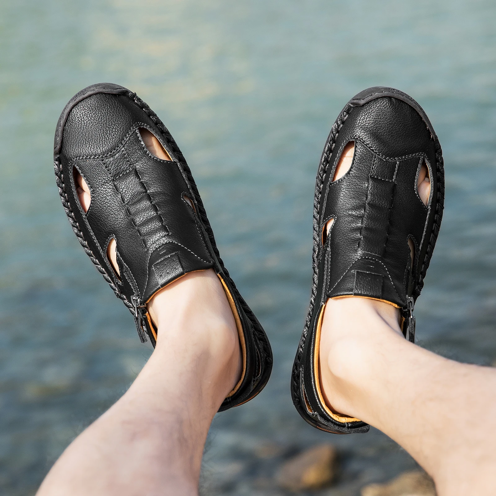 Men's Breathable Outdoor Sandals Black/Brown/Blue/White - Multiple Colors Available Summer Beach Vacation Sandals Large Size Men