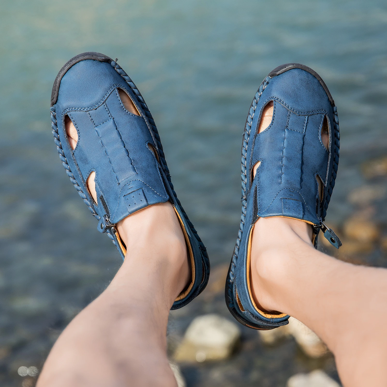 Men's Breathable Outdoor Sandals Black/Brown/Blue/White - Multiple Colors Available Summer Beach Vacation Sandals Large Size Men