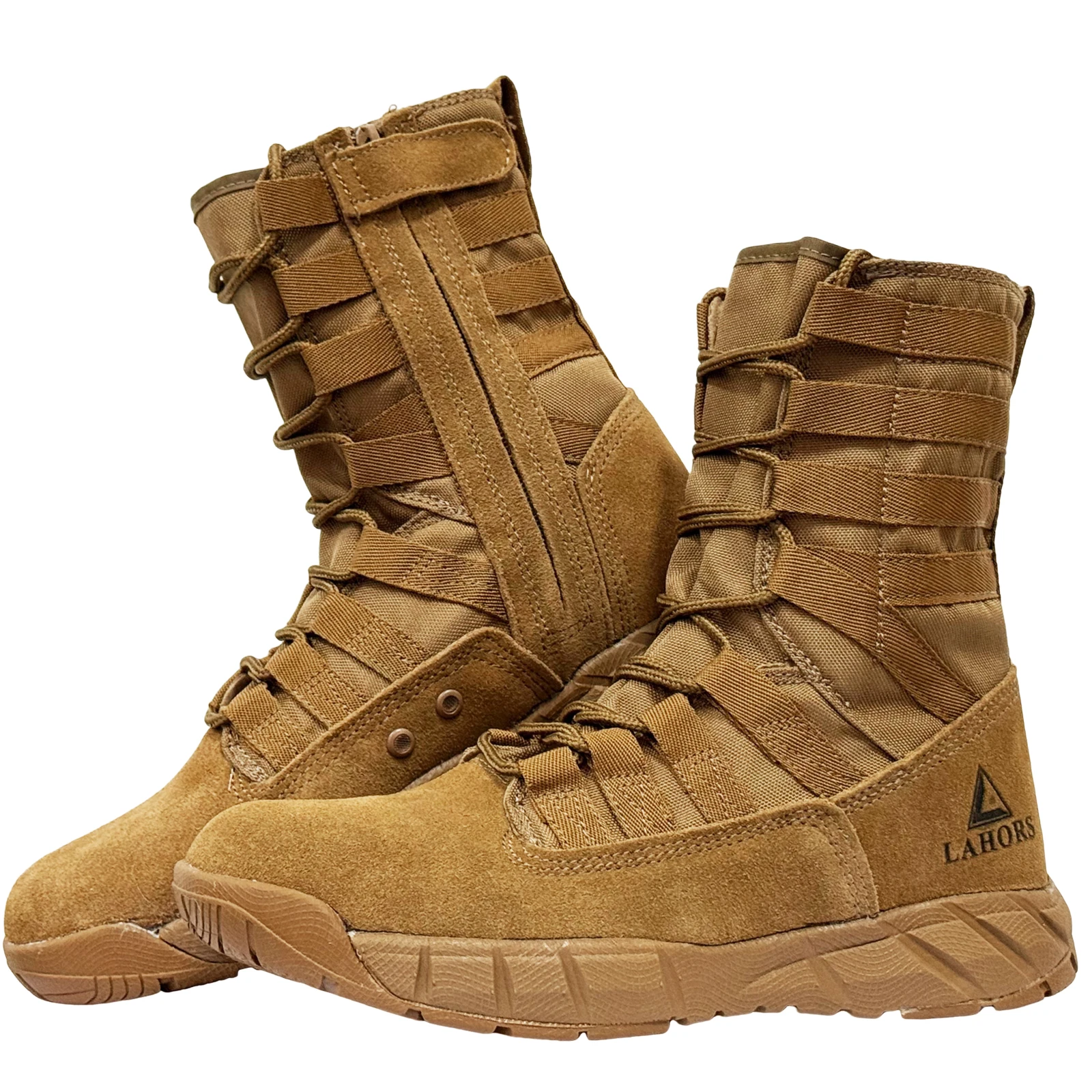 LAHORS® Lightweight Slip On Leather Tactical Combat Boot Men Outdoor Hiking Desert Army Shoe Breathable Male Ankle Boot Man made