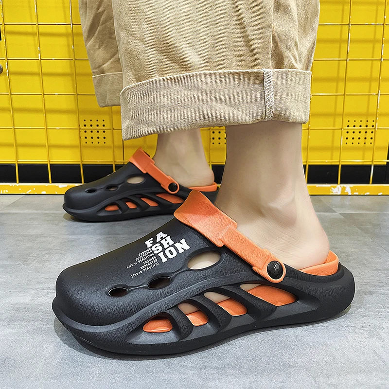 Summer Men‘s Outdoor Sandals Slippers Beach Comfortable Thick Soft Sole Clogs Men Casual Shoes Garden Shoes Mens Beach Sandals