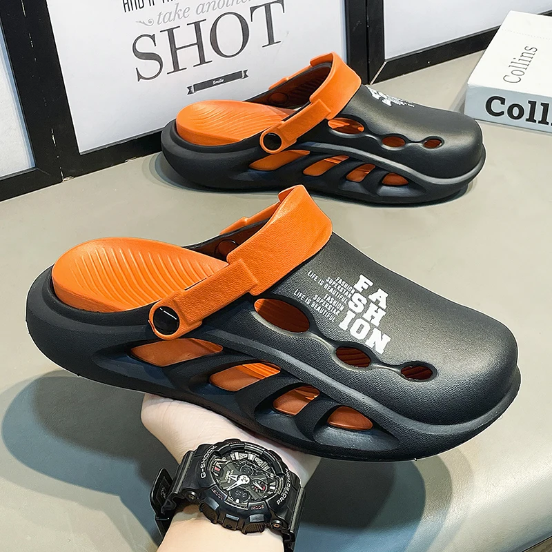 Summer Men‘s Outdoor Sandals Slippers Beach Comfortable Thick Soft Sole Clogs Men Casual Shoes Garden Shoes Mens Beach Sandals