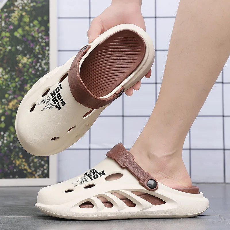 Summer Men‘s Outdoor Sandals Slippers Beach Comfortable Thick Soft Sole Clogs Men Casual Shoes Garden Shoes Mens Beach Sandals
