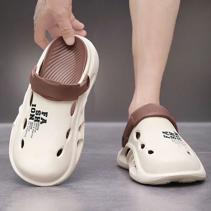 Summer Men‘s Outdoor Sandals Slippers Beach Comfortable Thick Soft Sole Clogs Men Casual Shoes Garden Shoes Mens Beach Sandals