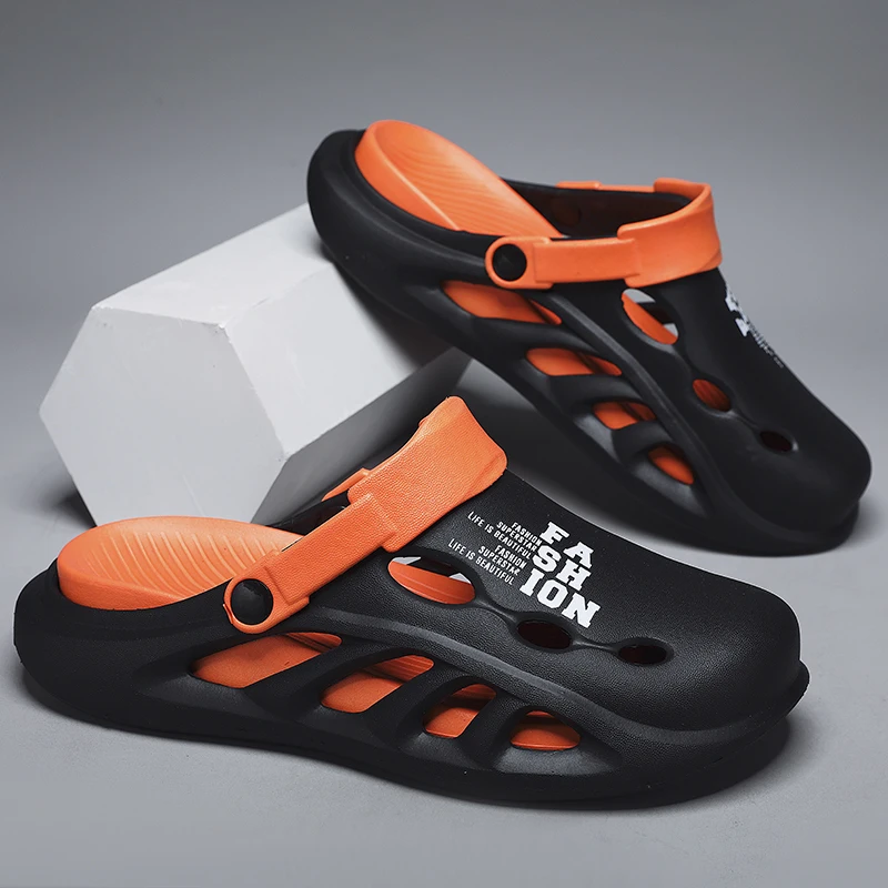 Summer Men‘s Outdoor Sandals Slippers Beach Comfortable Thick Soft Sole Clogs Men Casual Shoes Garden Shoes Mens Beach Sandals