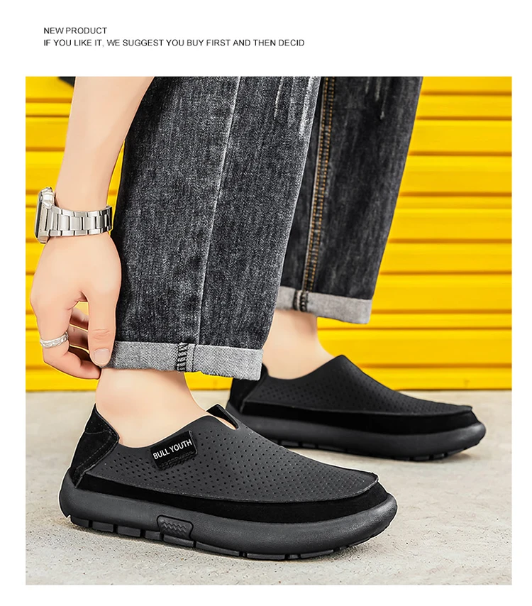 Summer Breathable Sandals Soft and Comfortable Casual Cave Shoes Outdoor Fashion Thick Bottom High Quality Leather Men's Shoes