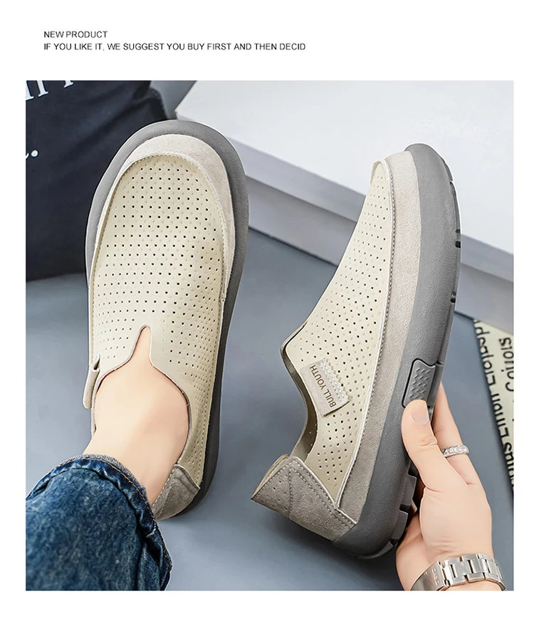 Summer Breathable Sandals Soft and Comfortable Casual Cave Shoes Outdoor Fashion Thick Bottom High Quality Leather Men's Shoes