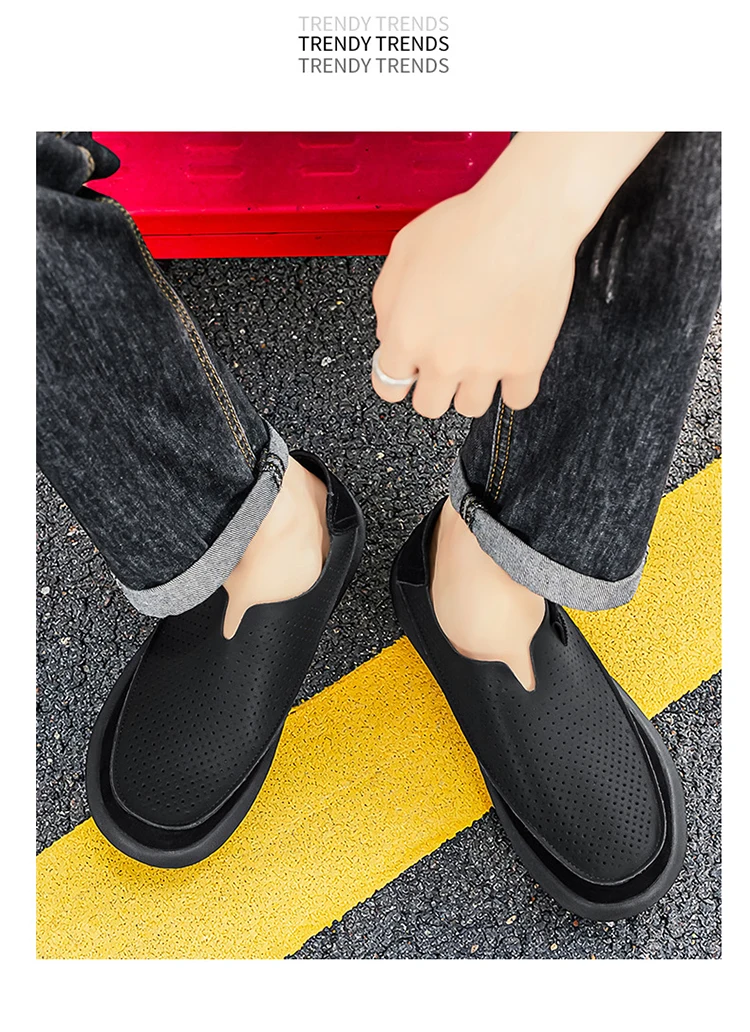 Summer Breathable Sandals Soft and Comfortable Casual Cave Shoes Outdoor Fashion Thick Bottom High Quality Leather Men's Shoes