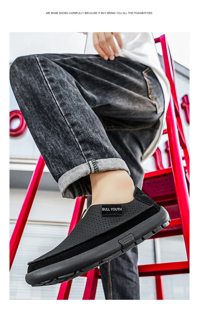 Summer Breathable Sandals Soft and Comfortable Casual Cave Shoes Outdoor Fashion Thick Bottom High Quality Leather Men's Shoes