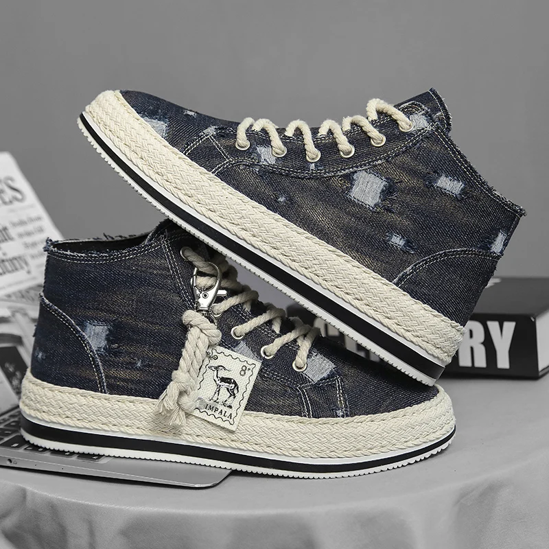 Men's Lightweight High-Top Canvas Sneakers Outdoor Casual Sports Shoes for Men