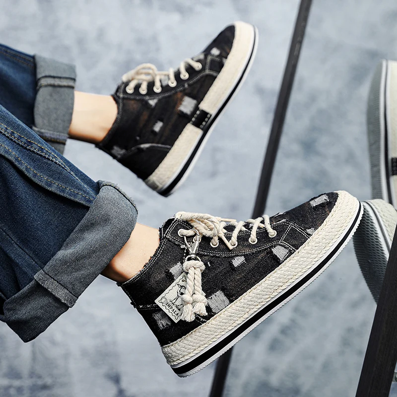 Men's Lightweight High-Top Canvas Sneakers Outdoor Casual Sports Shoes for Men