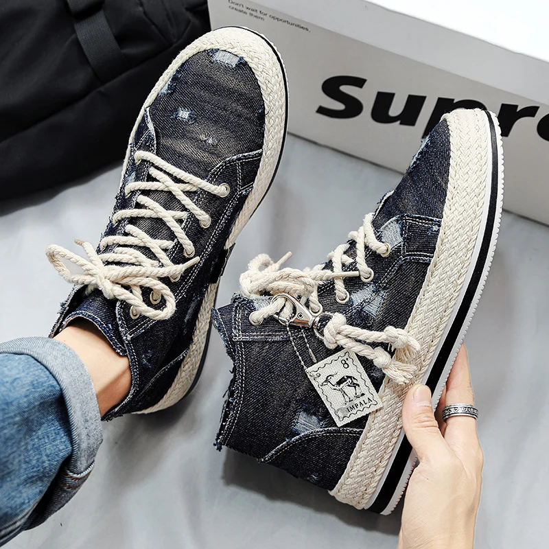 Men's Lightweight High-Top Canvas Sneakers Outdoor Casual Sports Shoes for Men
