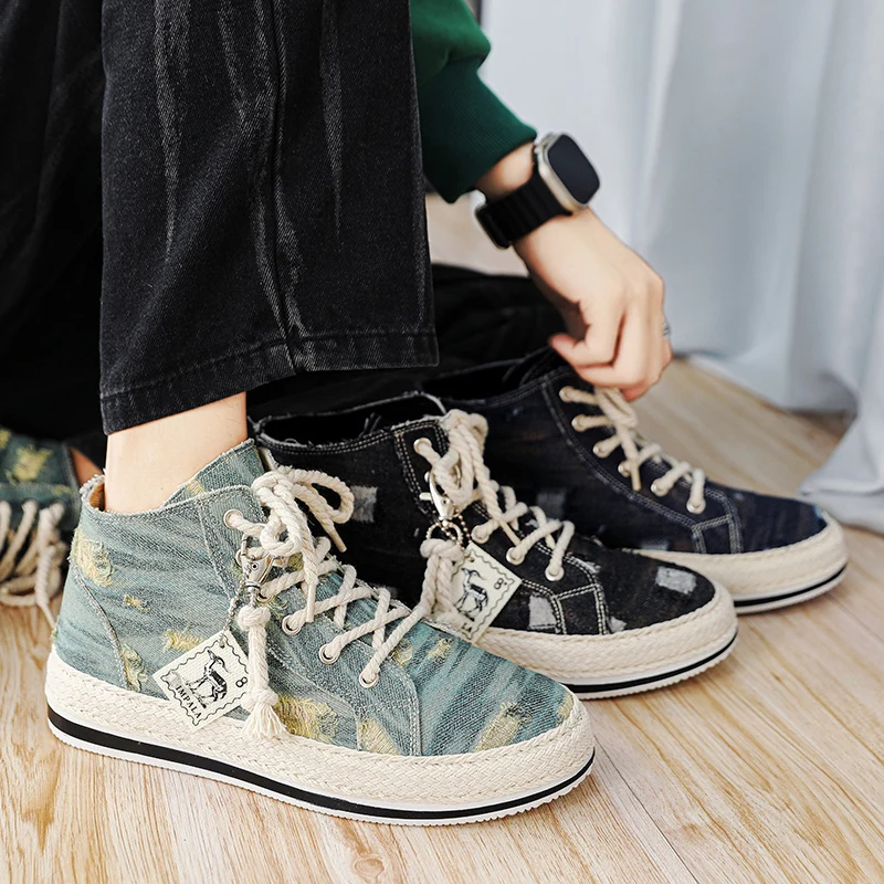 Men's Lightweight High-Top Canvas Sneakers Outdoor Casual Sports Shoes for Men