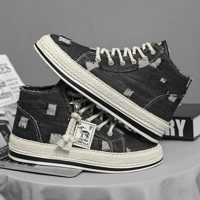 Men's Lightweight High-Top Canvas Sneakers Outdoor Casual Sports Shoes for Men