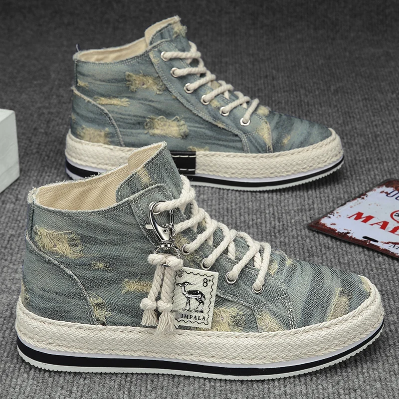 Men's Lightweight High-Top Canvas Sneakers Outdoor Casual Sports Shoes for Men