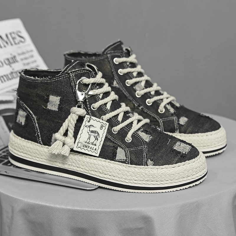Men's Lightweight High-Top Canvas Sneakers Outdoor Casual Sports Shoes for Men