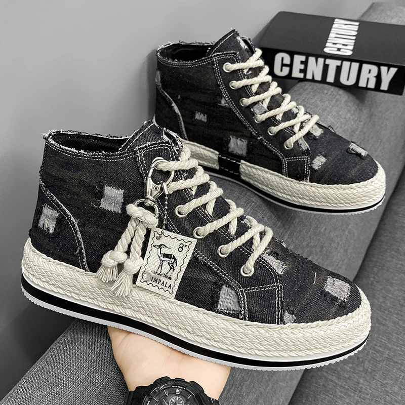 Men's Lightweight High-Top Canvas Sneakers Outdoor Casual Sports Shoes for Men