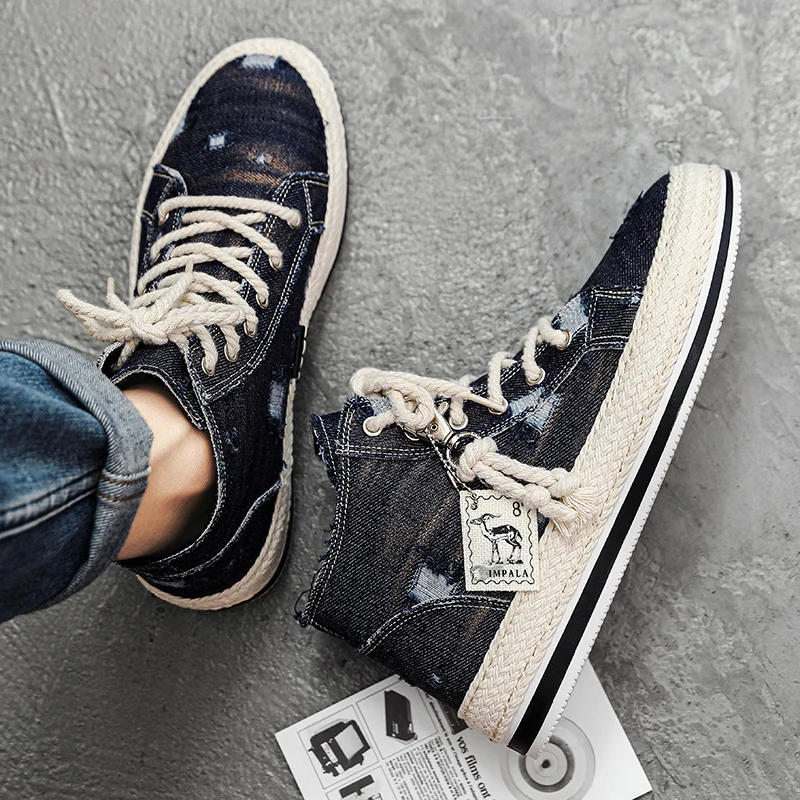 Men's Lightweight High-Top Canvas Sneakers Outdoor Casual Sports Shoes for Men