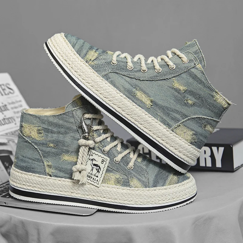 Men's Lightweight High-Top Canvas Sneakers Outdoor Casual Sports Shoes for Men