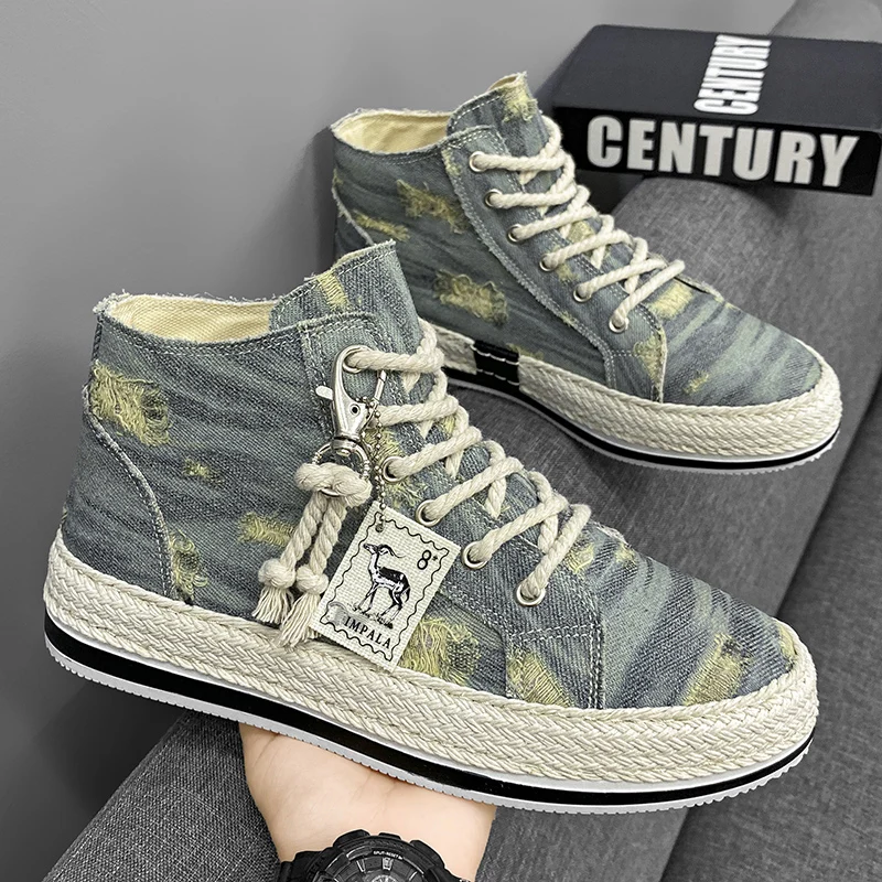 Men's Lightweight High-Top Canvas Sneakers Outdoor Casual Sports Shoes for Men
