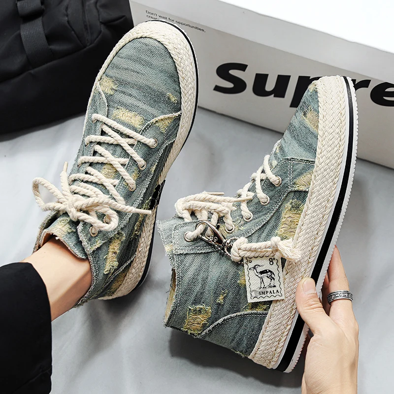 Men's Lightweight High-Top Canvas Sneakers Outdoor Casual Sports Shoes for Men