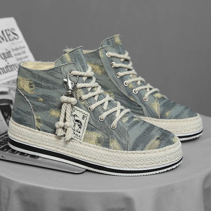 Men's Lightweight High-Top Canvas Sneakers Outdoor Casual Sports Shoes for Men