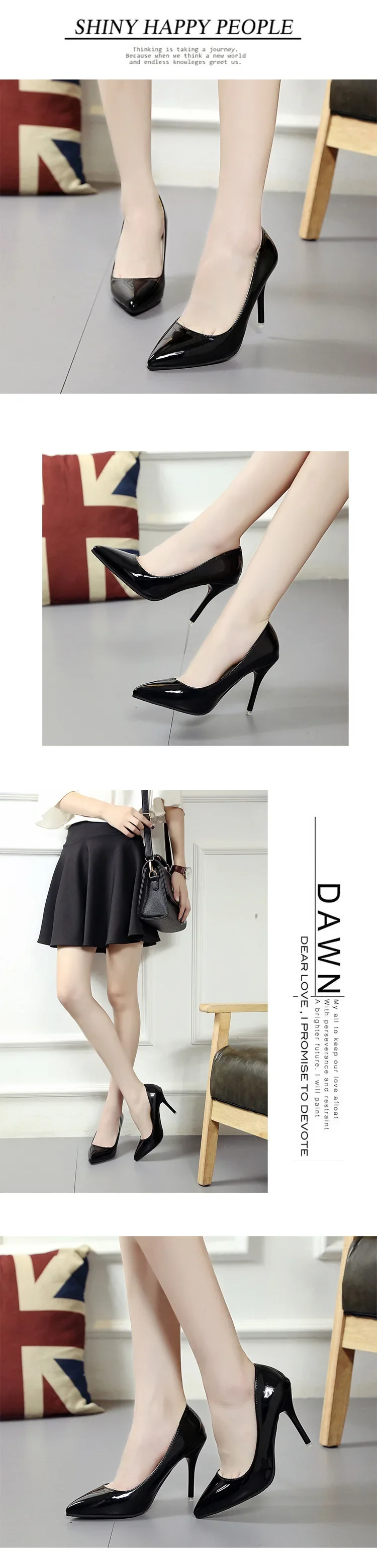 Pointed Toe Pumps Patent Leather Dress Women Shoes Red 8CM High Heels Boat Shoes Shadow Wedding Shoes Shoes for Wedding