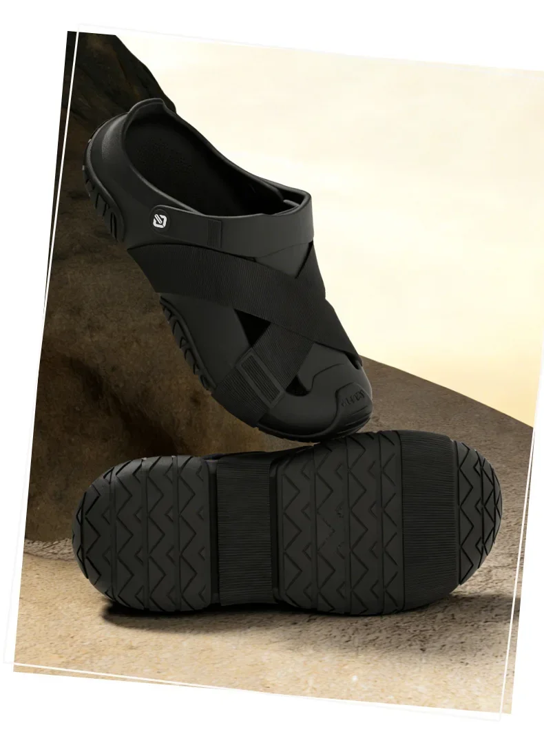 Men's 2026 Summer EVA Thick Sole Clogs Breathable Non-slip Quiet Soft Ergonomic 1/3 Forefoot Bending Toe-up Outdoor Sandals