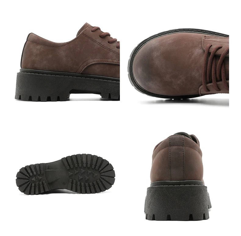 English-style Retro Platform High-top Derby Shoes for Men, Adding Height with American-style Workwear Leather Shoes
