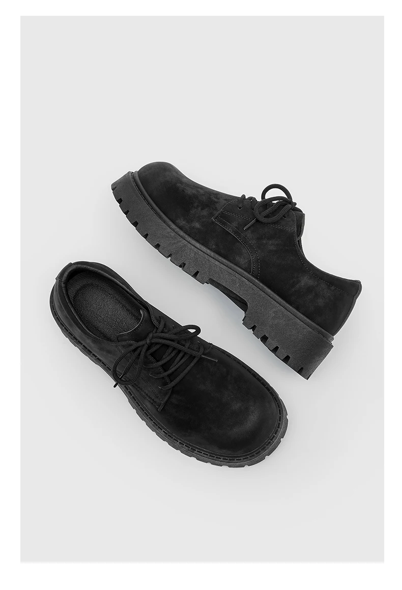 English-style Retro Platform High-top Derby Shoes for Men, Adding Height with American-style Workwear Leather Shoes