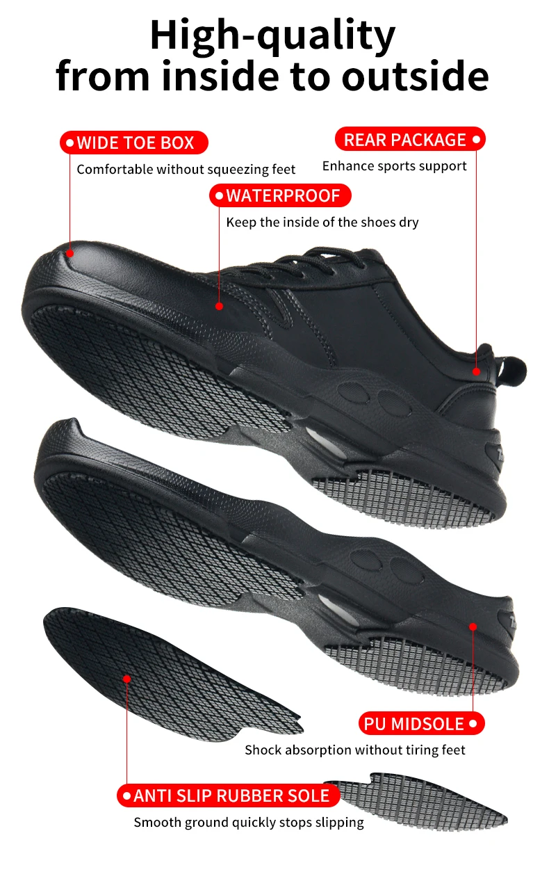 Chef's Work Shoes, Anti Slip and Oil Resistant Casual Shoes, Anti Slip and Waterproof Restaurant Work Shoes