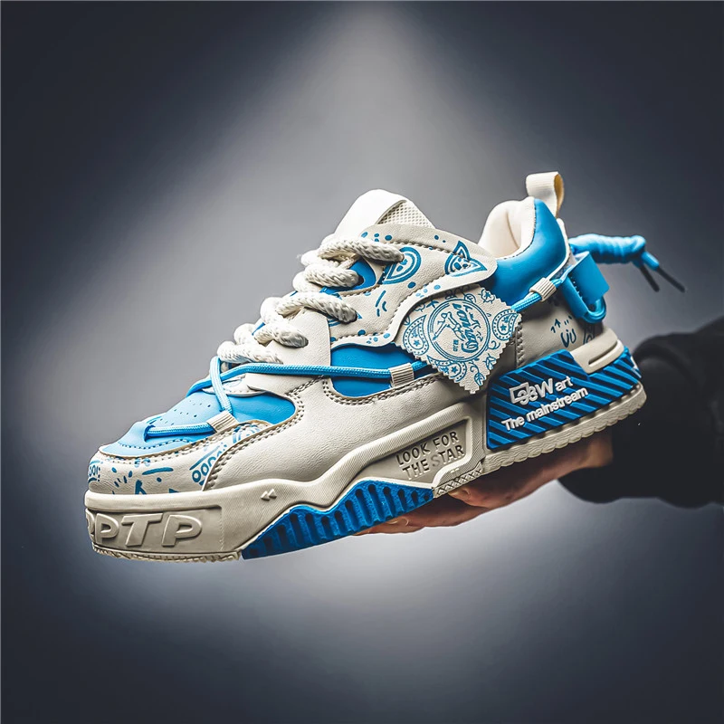1 Pair of Men's Casual Sneakers, Stylish and Comfortable, Suitable for All Seasons, Geometric Design, Ideal for Outdoor Walking,