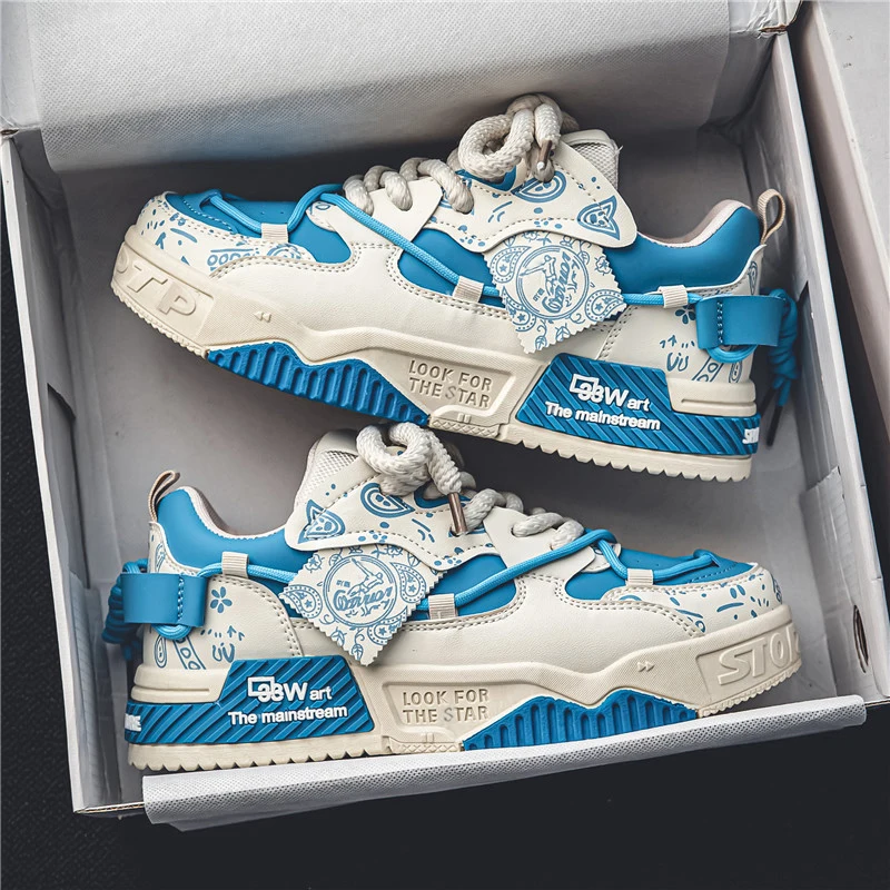 1 Pair of Men's Casual Sneakers, Stylish and Comfortable, Suitable for All Seasons, Geometric Design, Ideal for Outdoor Walking,